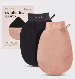 Exfoliating Gloves 2pc Set - Black & Terracotta
