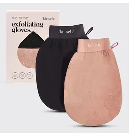 Exfoliating Gloves 2pc Set - Black & Terracotta