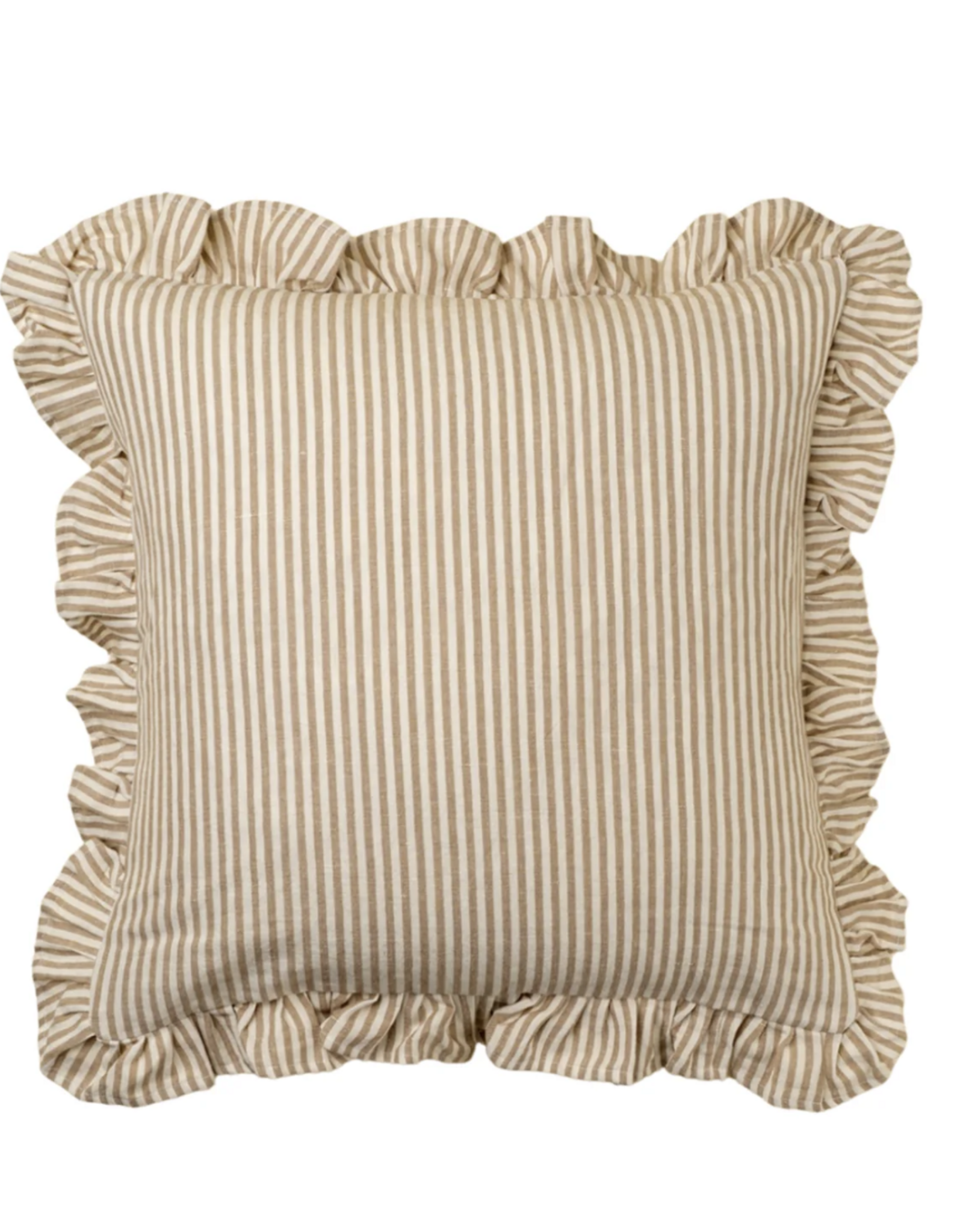 Ruffle Thin Stripe Pillow - Beige, 20x20