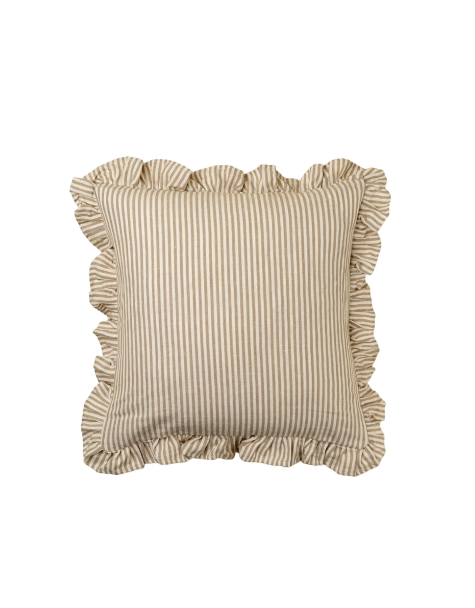 Ruffle Thin Stripe Pillow - Beige, 20x20