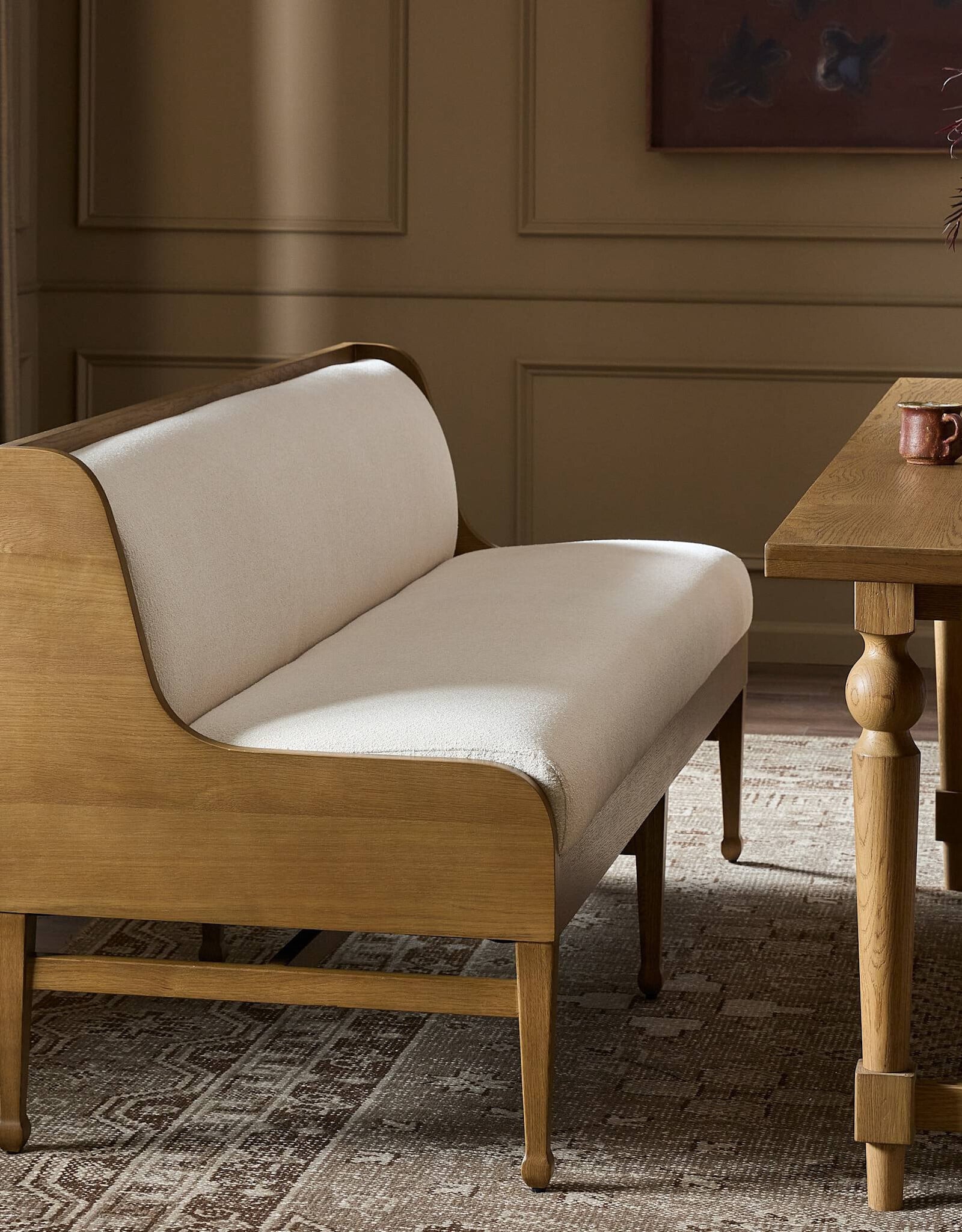 Priscilla Dining Bench- 74", Crypton Wayfarer Snow