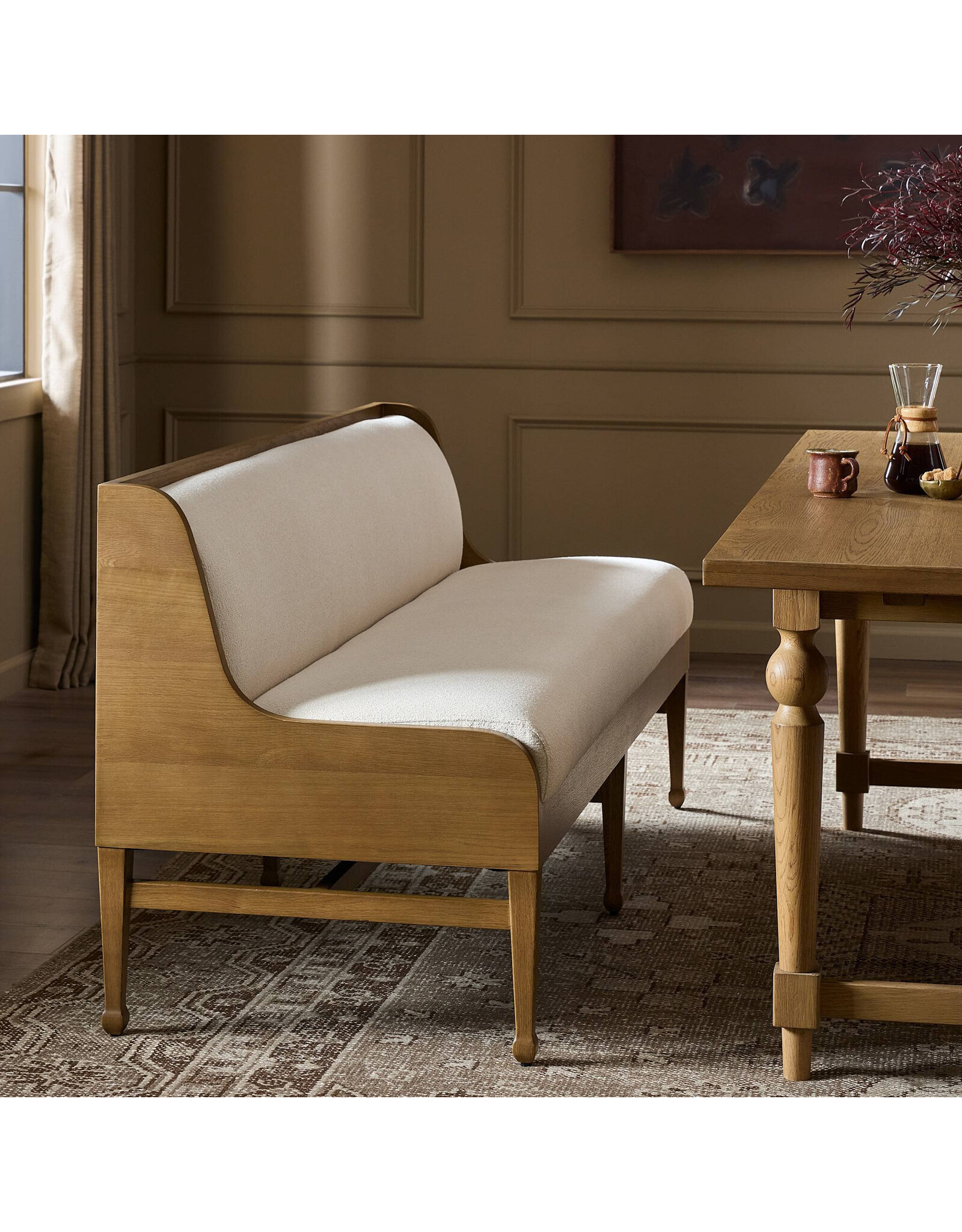 Priscilla Dining Bench- 74", Crypton Wayfarer Snow