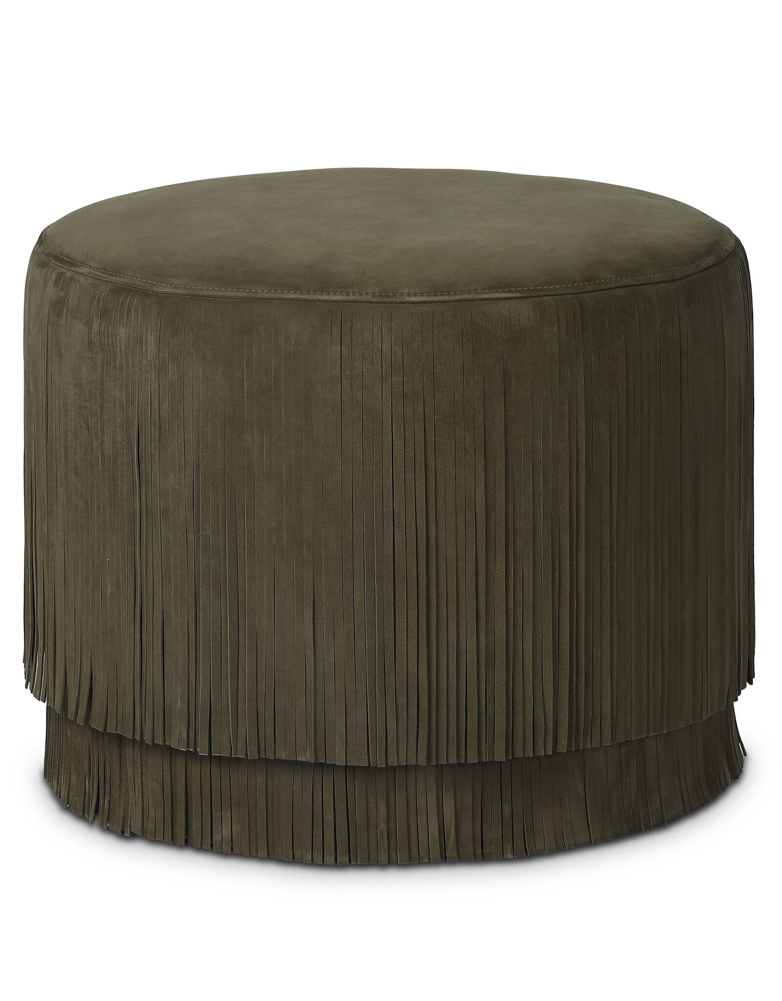 Rooney Ottoman, Nubuck Olive