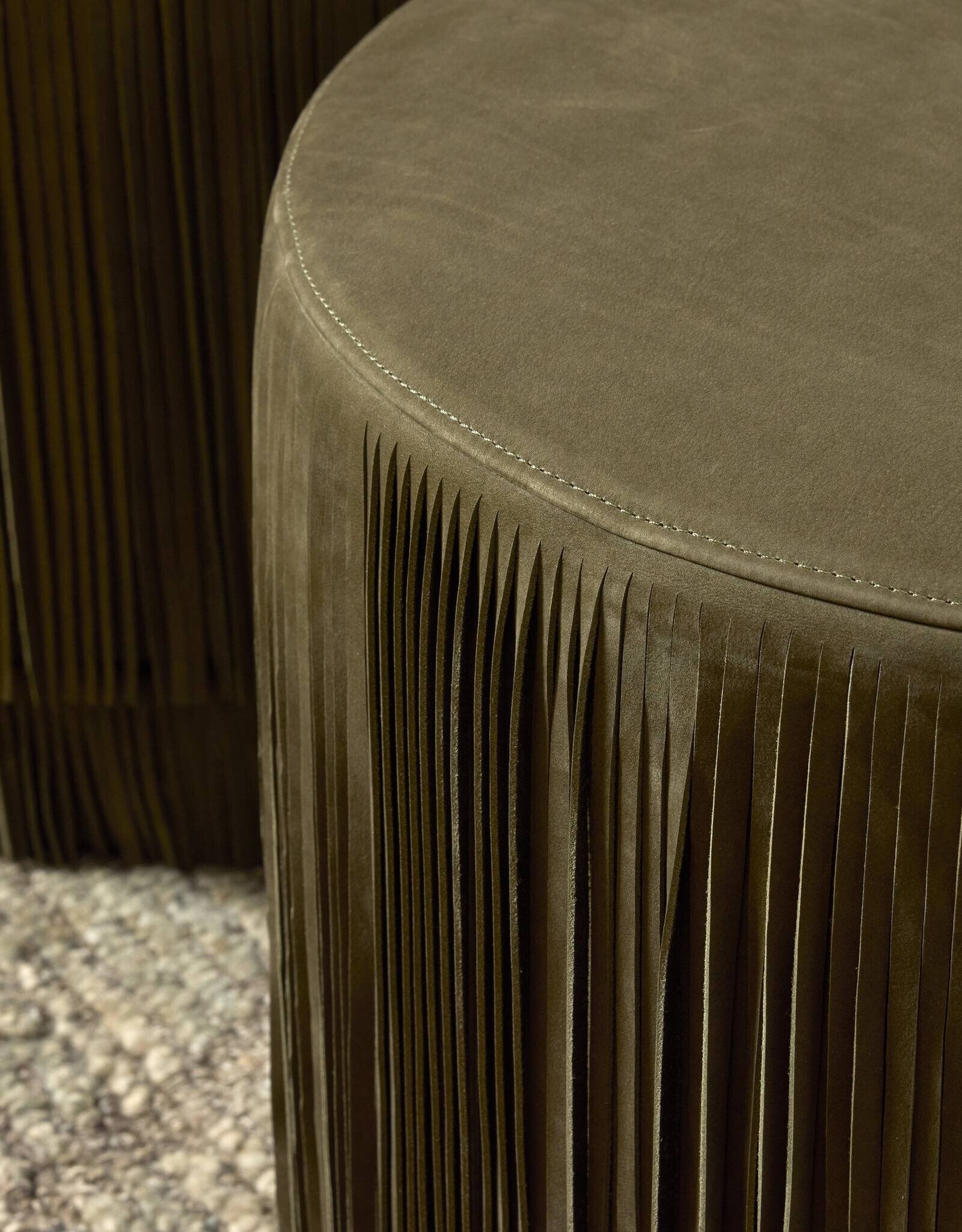 Rooney Ottoman, Nubuck Olive