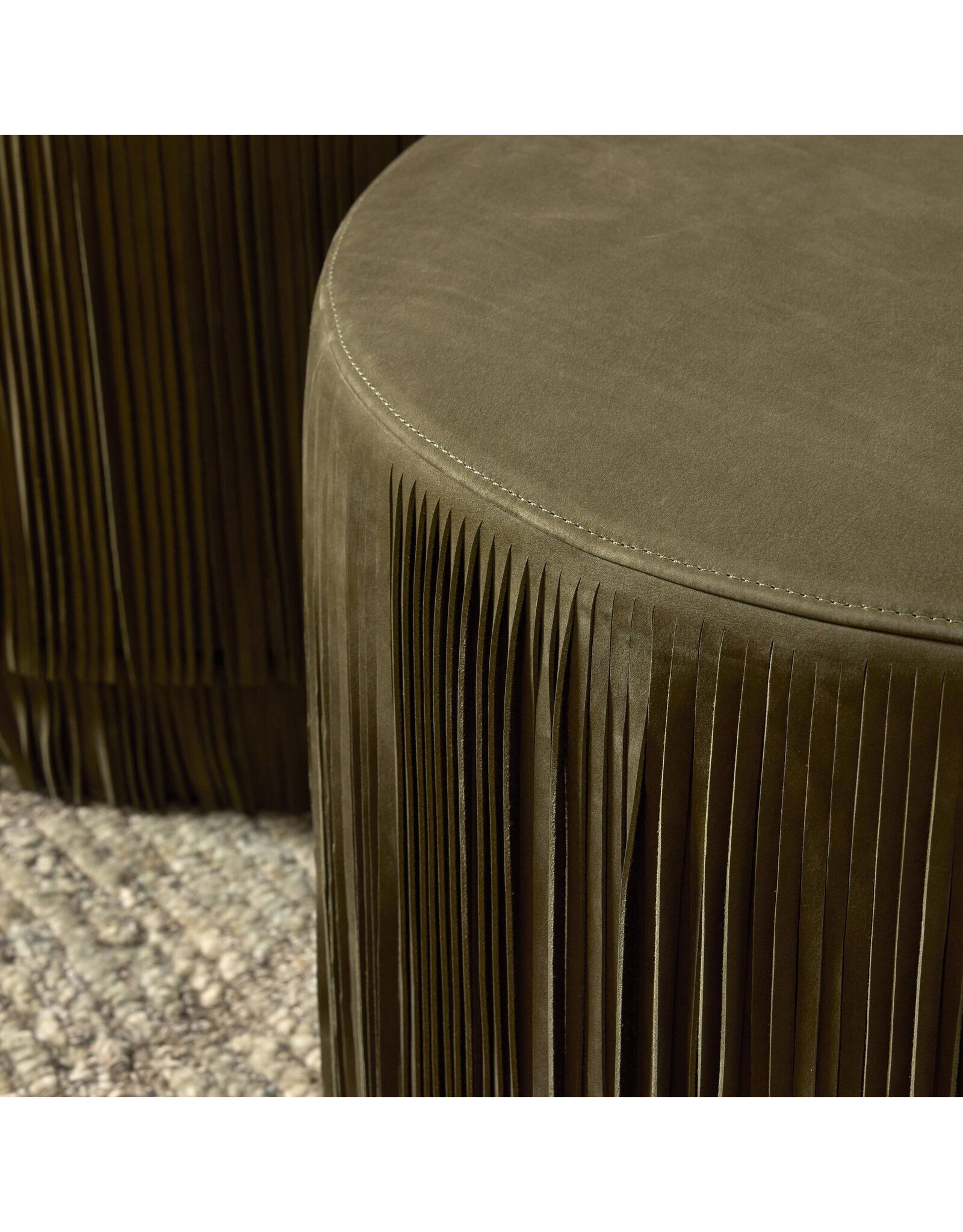 Rooney Ottoman, Nubuck Olive