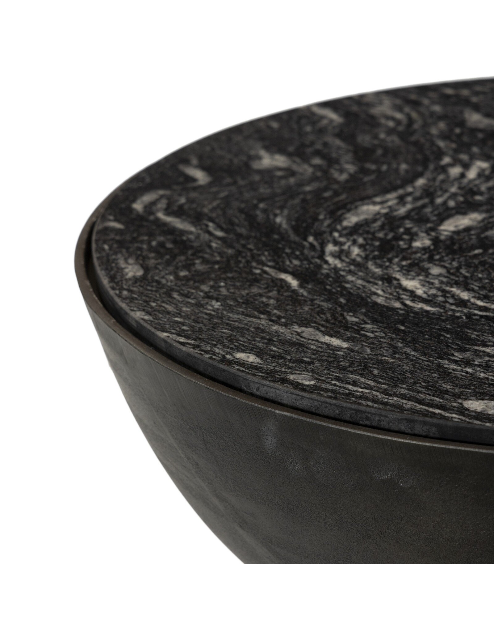 Corbett End Table in Polished Black Marble