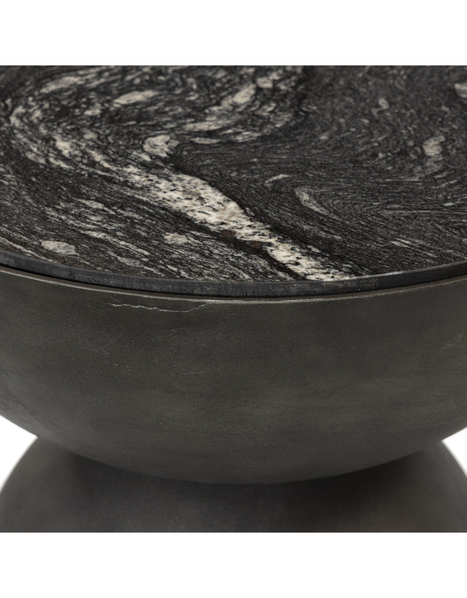 Corbett End Table in Polished Black Marble