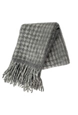 Houndstooth Wool Blend Throw, Grey