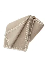 Blanket Stitch Wool Blend Throw Oat