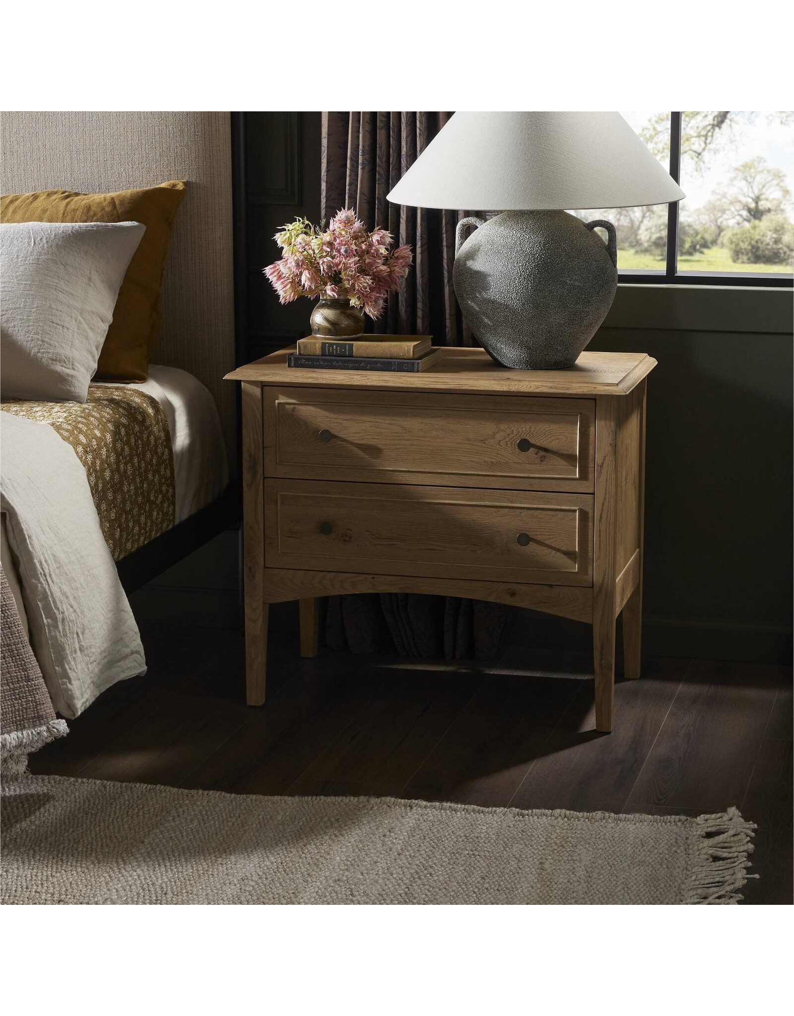 Maggie Nightstand in Aged Smoked Oak Resawn