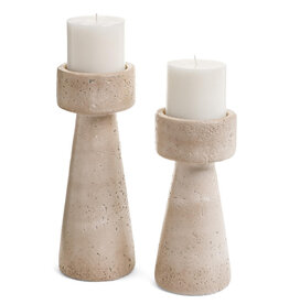 Beige Travertine Candle Holder