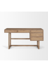 Grier Desk - Light Brown Wood w/ Cane