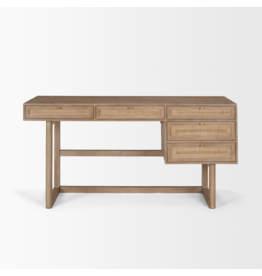 Grier Desk - Light Brown Wood w/ Cane
