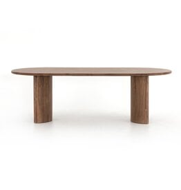 Paden Dining Table, Seasoned Brown Acacia