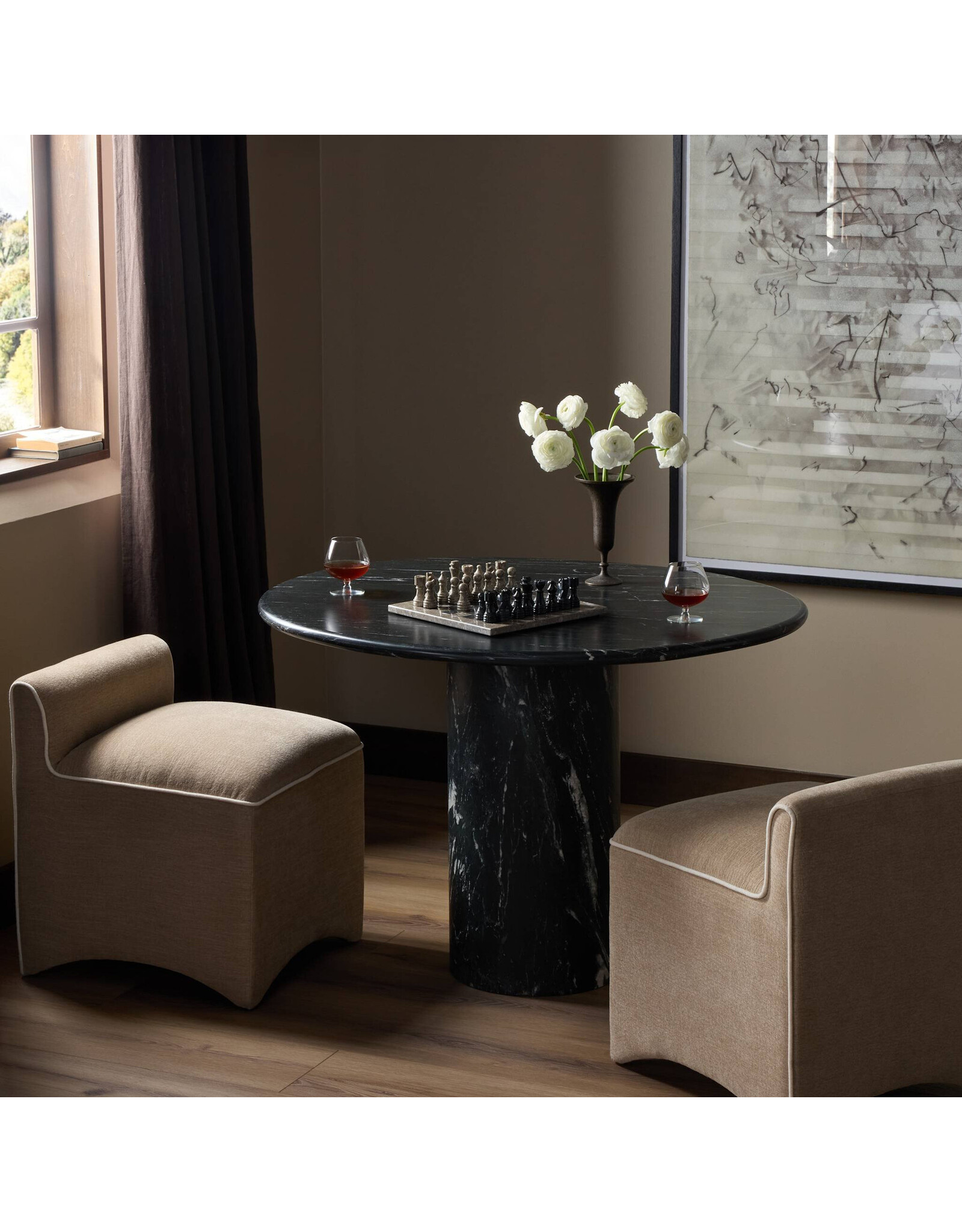 Oric Bistro Table, Black Marble