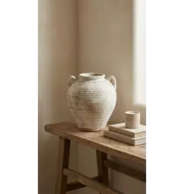 Ceramic Vase, Vintage Style, Ivory with Handles - Luciana | Medium