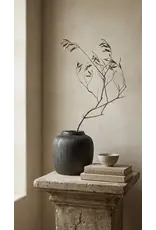 Terracotta Vase, Ribbed Charcoal Finish - Mirella