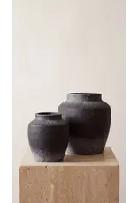 Terracotta Vase, Tall Rounded Charcoal Form - Anera | Medium