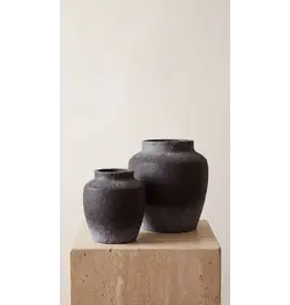 Terracotta Vase, Tall Rounded Charcoal Form - Anera | Medium