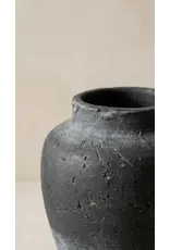 Terracotta Vase, Tall Rounded Charcoal Form - Anera | Large