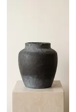 Terracotta Vase, Tall Rounded Charcoal Form - Anera | Large