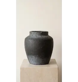 Terracotta Vase, Tall Rounded Charcoal Form - Anera | Large