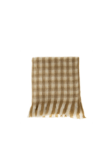Gingham Wool Blend Throw, Camel