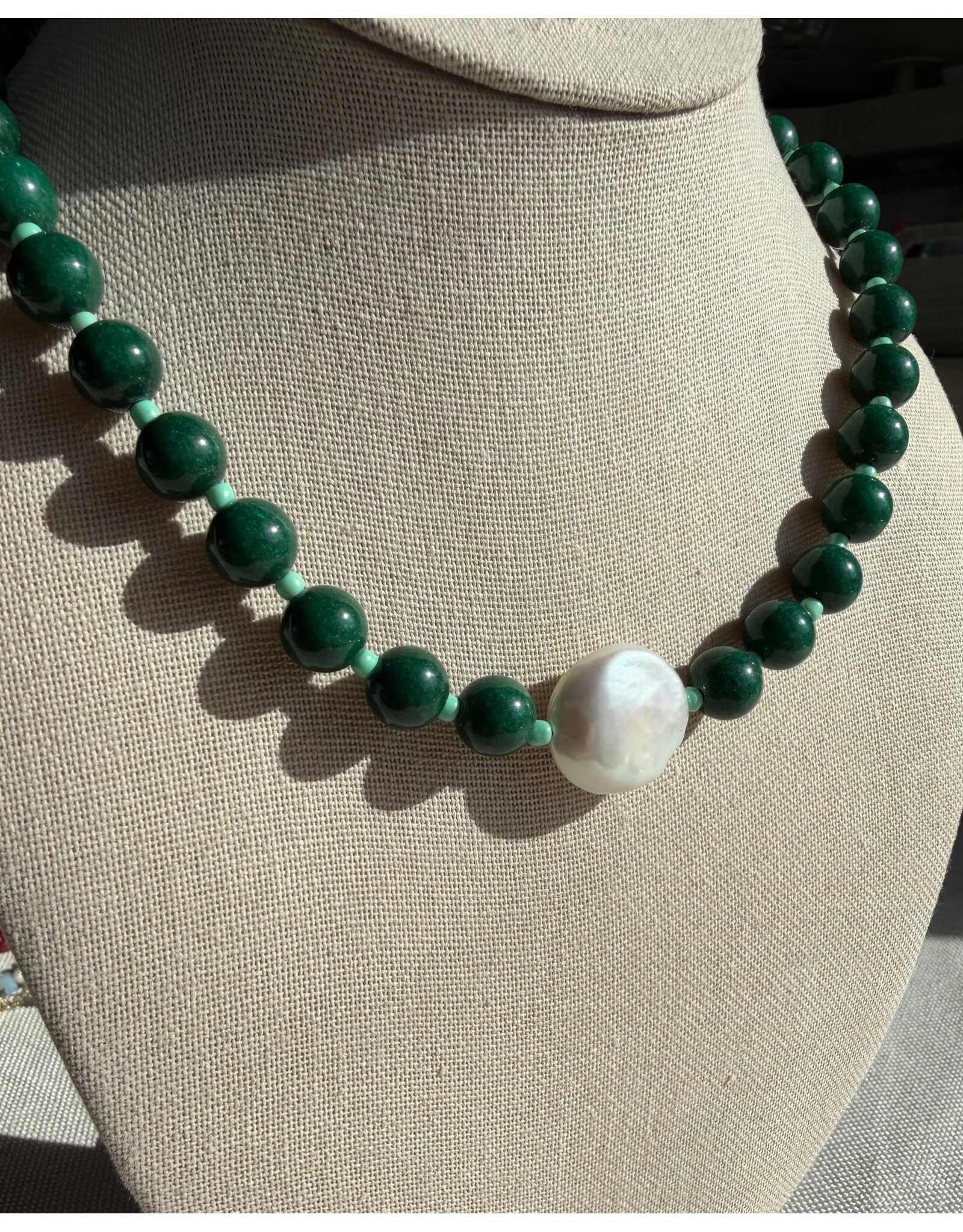 Handknotted Baroque Pearl & Stone Necklace