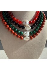Handknotted Baroque Pearl & Stone Necklace