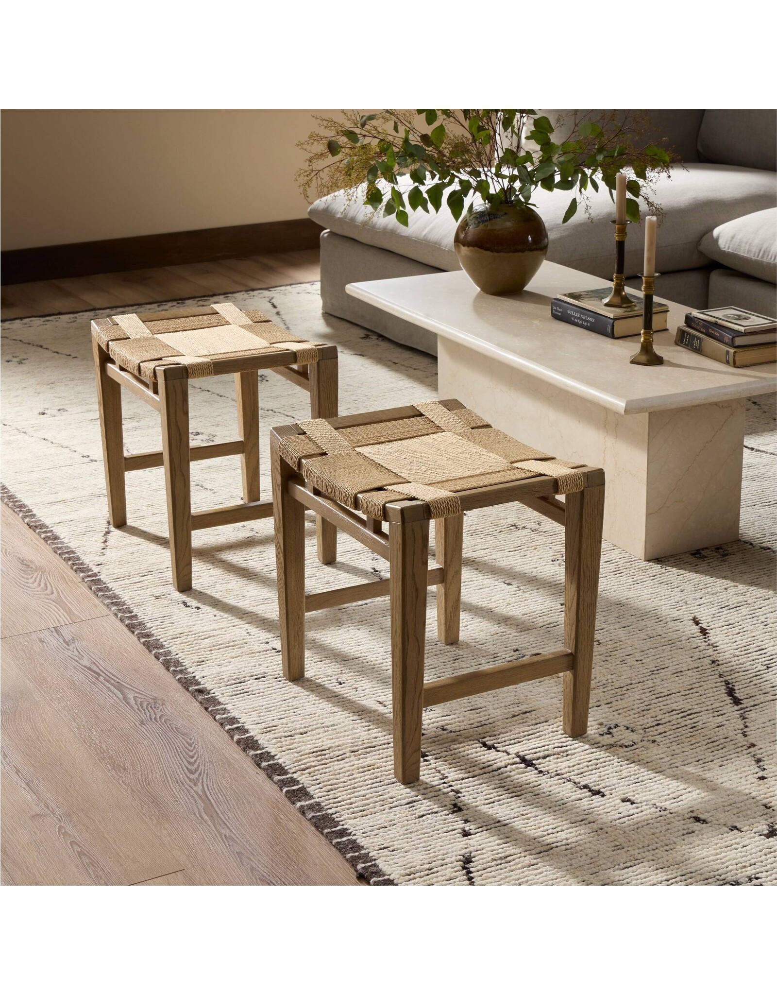 Norma Accent Stool, Natural Paper Cord