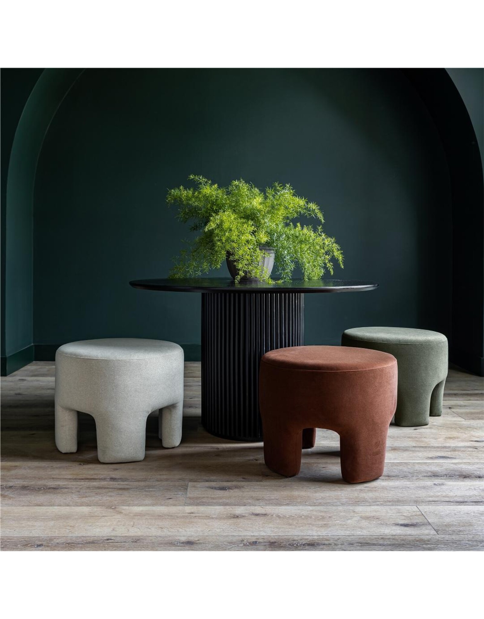 Ginger Ottoman in Velvet Natural