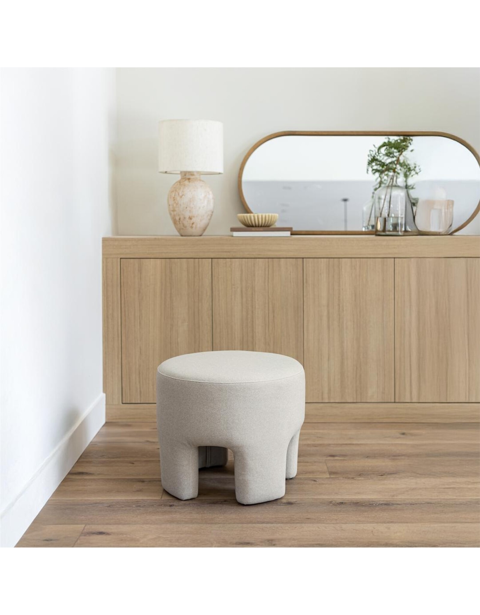 Ginger Ottoman in Velvet Natural