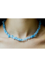 Handknotted Stone Necklace, Aquamarine
