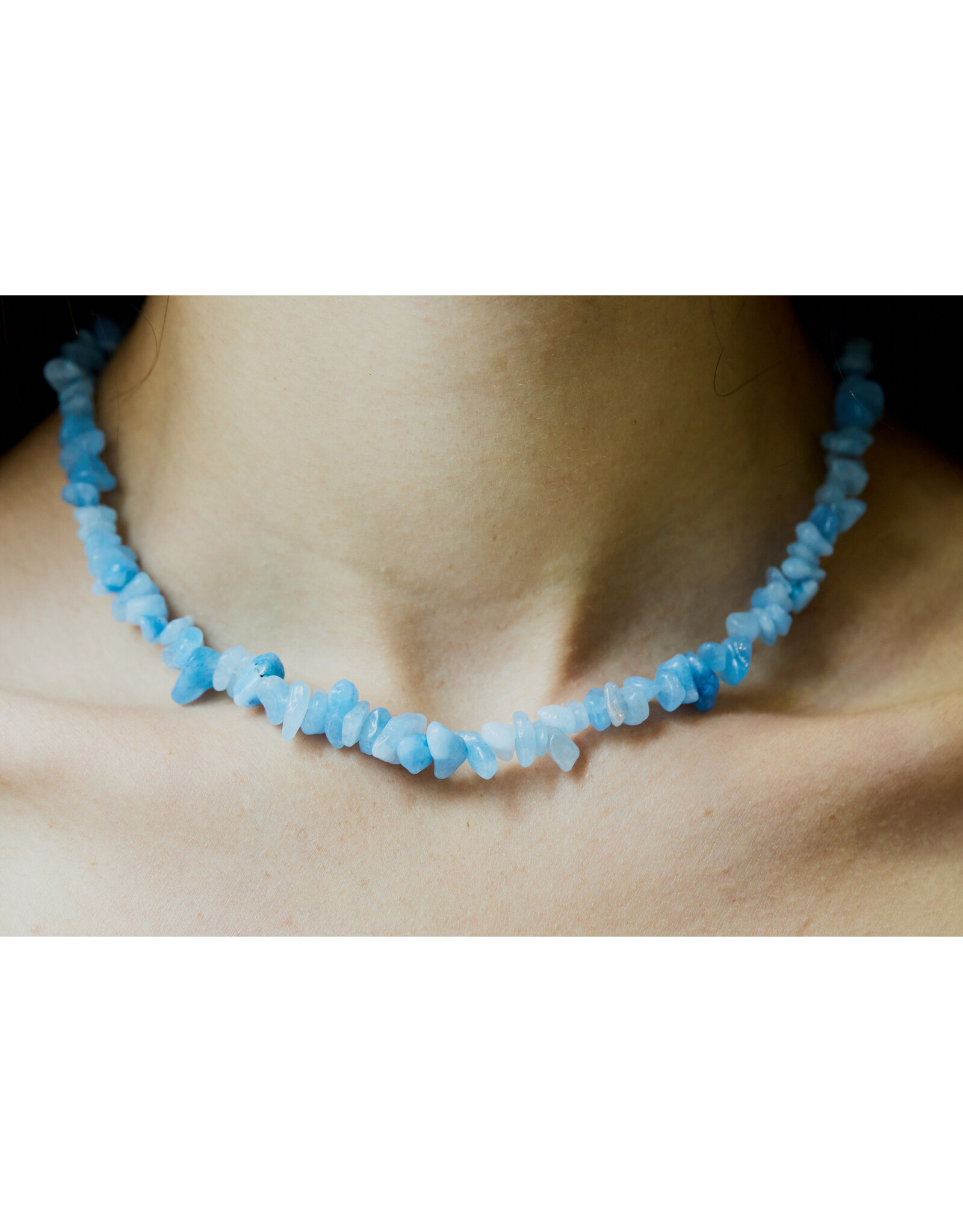 Handknotted Stone Necklace, Aquamarine