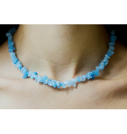 Handknotted Stone Necklace, Aquamarine