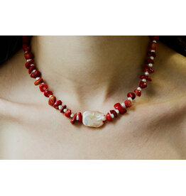 Handknotted Baroque Pearl & Stone Necklace - Pearls