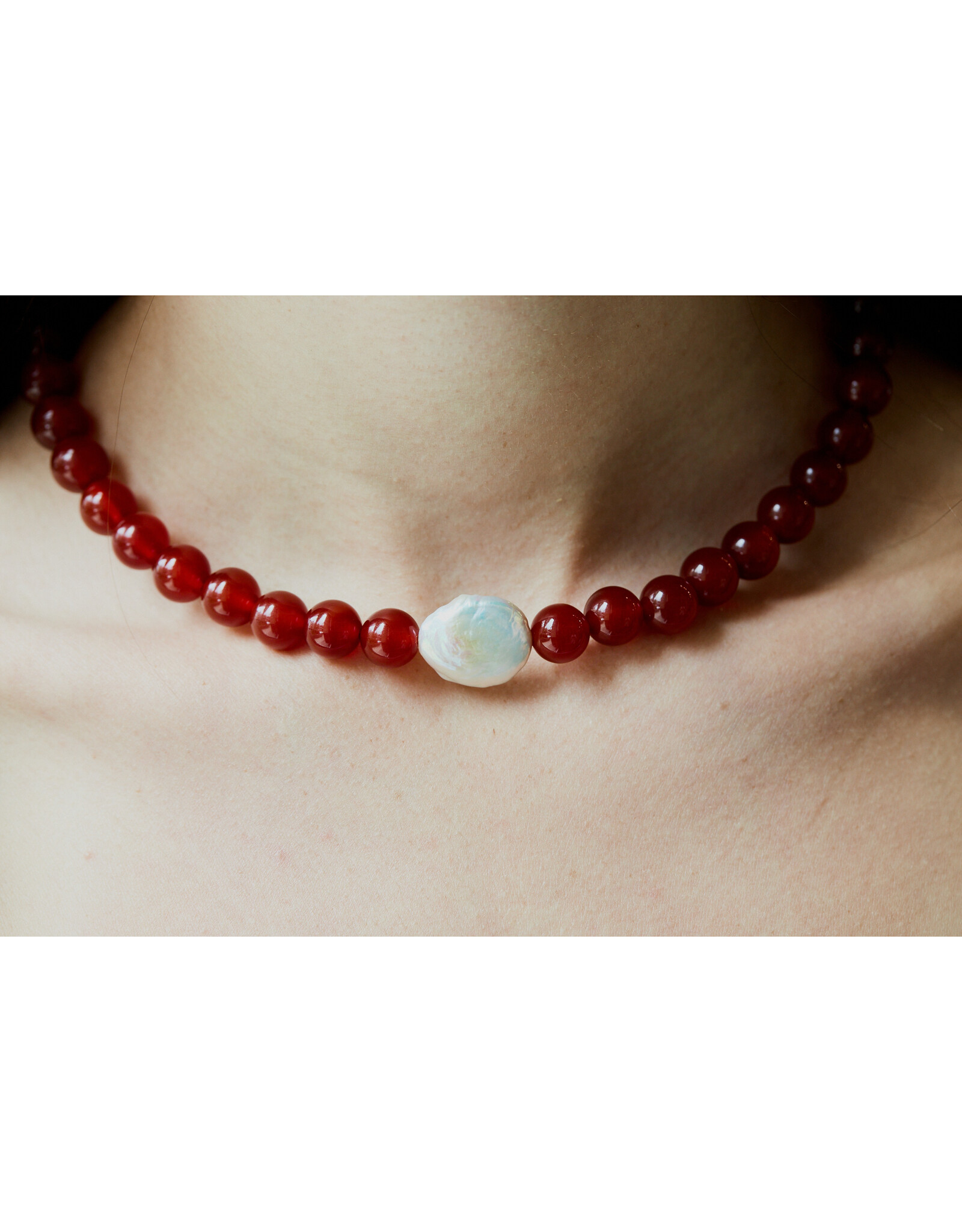 Handknotted Baroque Pearl & Stone Necklace