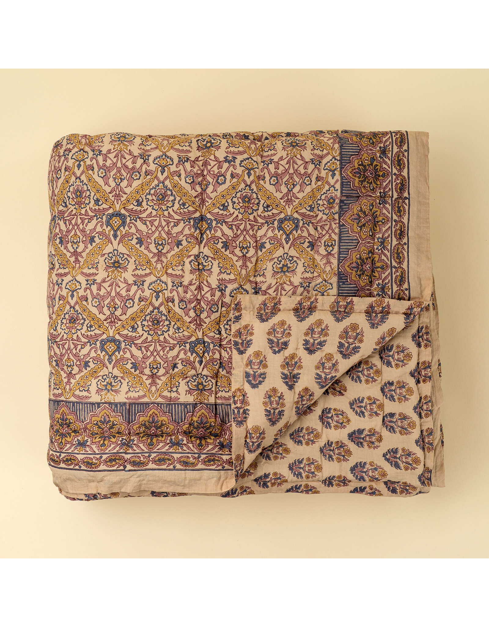 Luna Vine Block Print Quilt, King Size