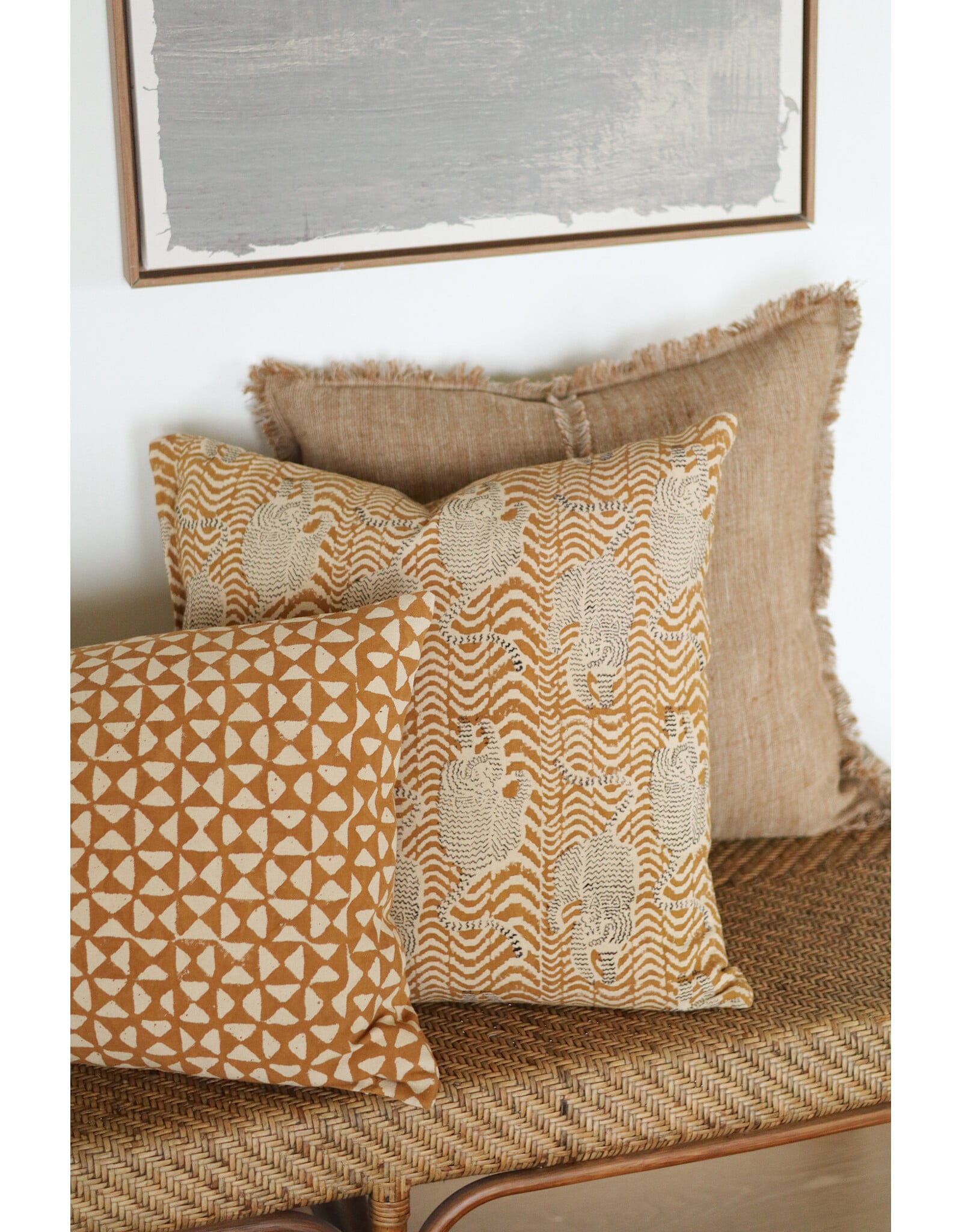20x20 Taiga Block Print Pillow, Ochre