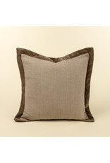 20x20 Velvet Edge Linen Pillow, Chocolate