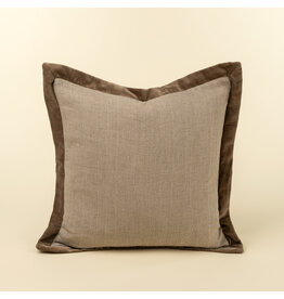 20x20 Velvet Edge Linen Pillow, Chocolate