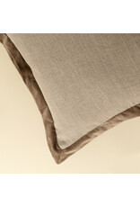 20x20 Velvet Edge Linen Pillow, Chocolate
