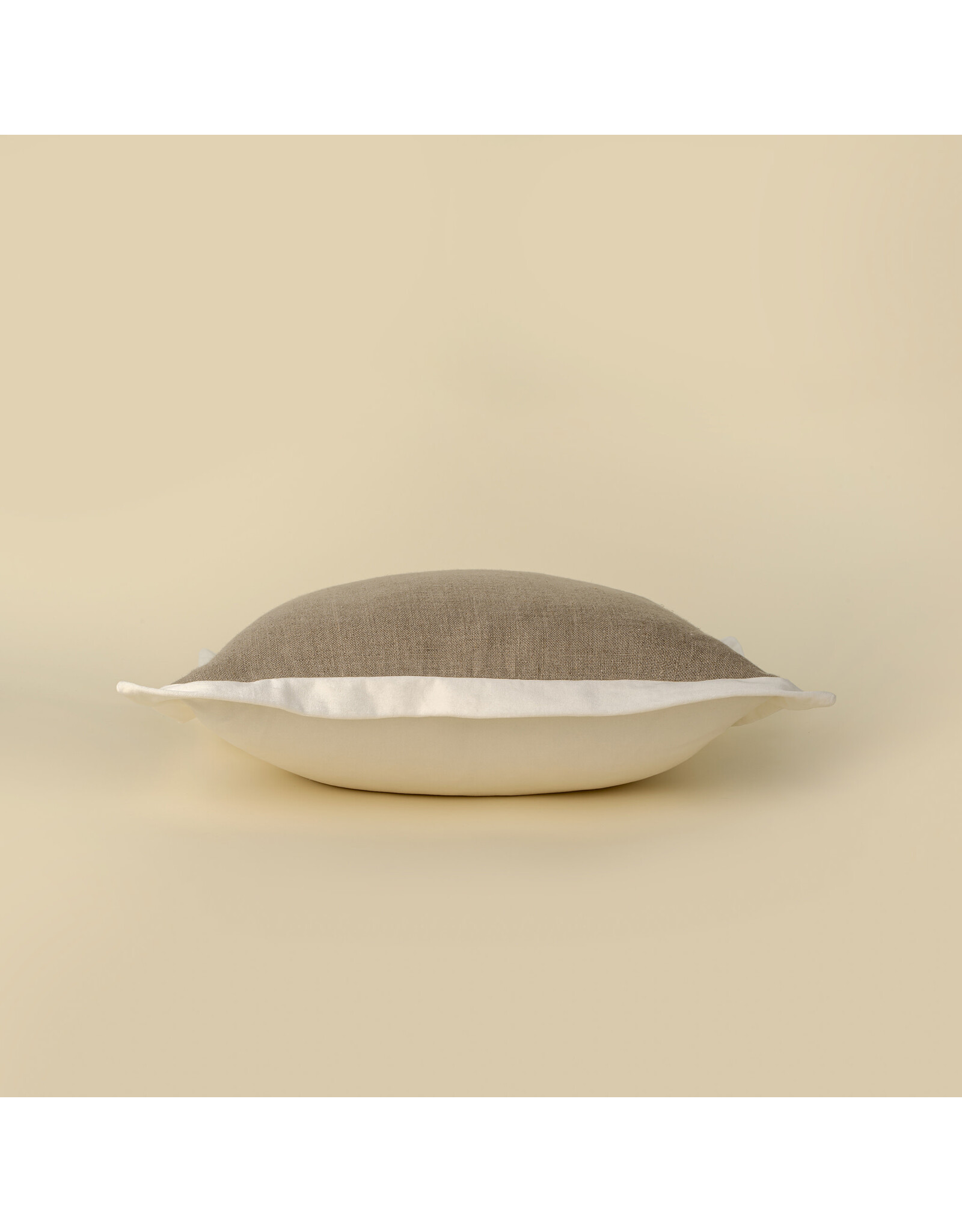 20x20 Velvet Edge Linen Pillow, Ivory
