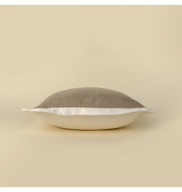 20x20 Velvet Edge Linen Pillow, Ivory