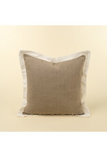20x20 Velvet Edge Linen Pillow, Ivory