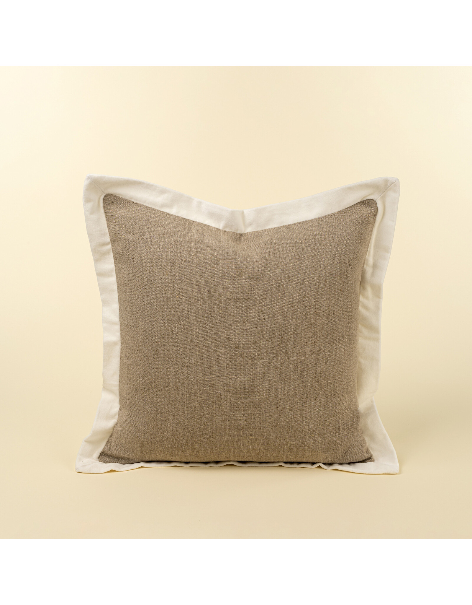 20x20 Velvet Edge Linen Pillow, Ivory