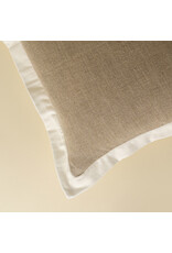 20x20 Velvet Edge Linen Pillow, Ivory