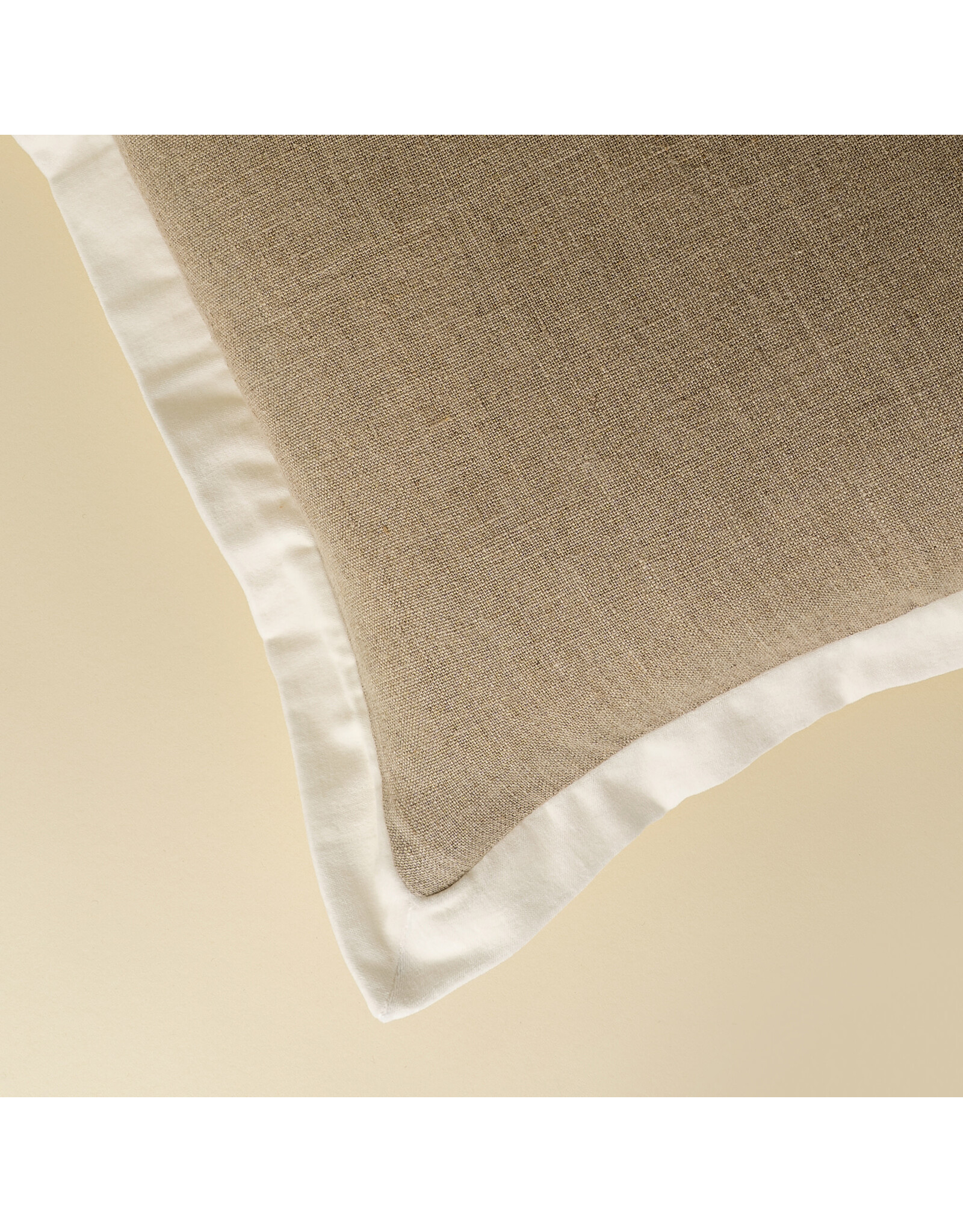 20x20 Velvet Edge Linen Pillow, Ivory
