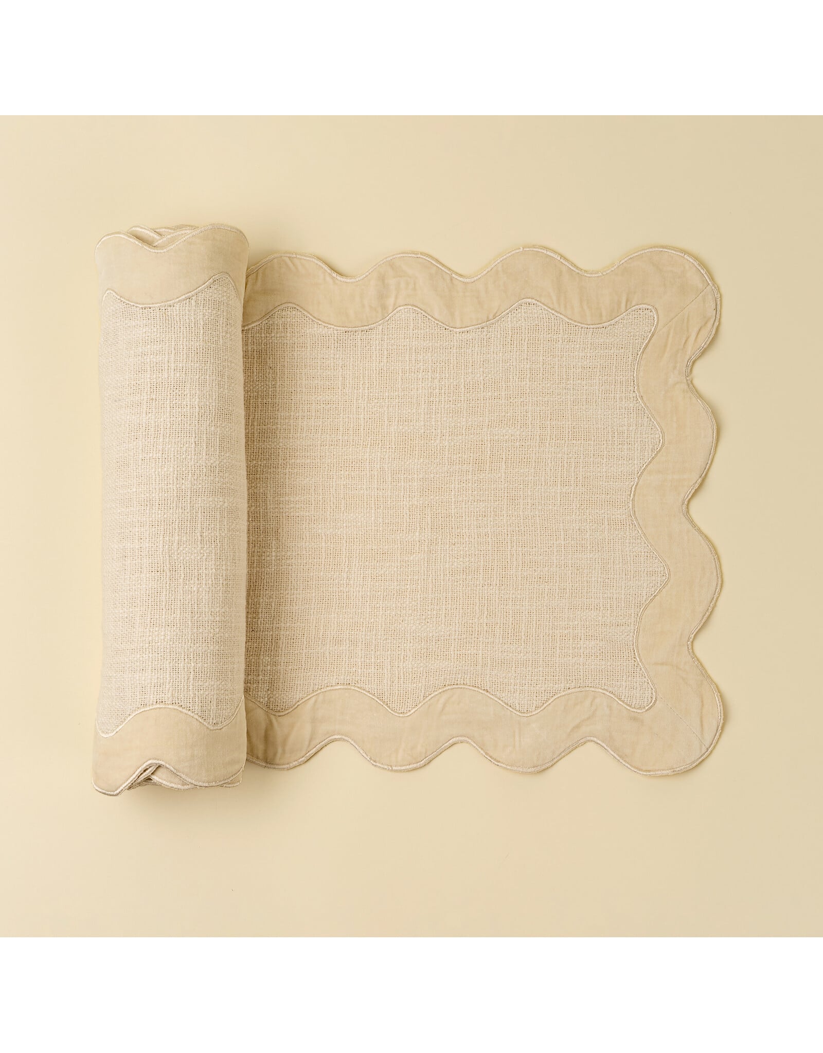 Velvet Scallop Runner - 108"L, Ivory