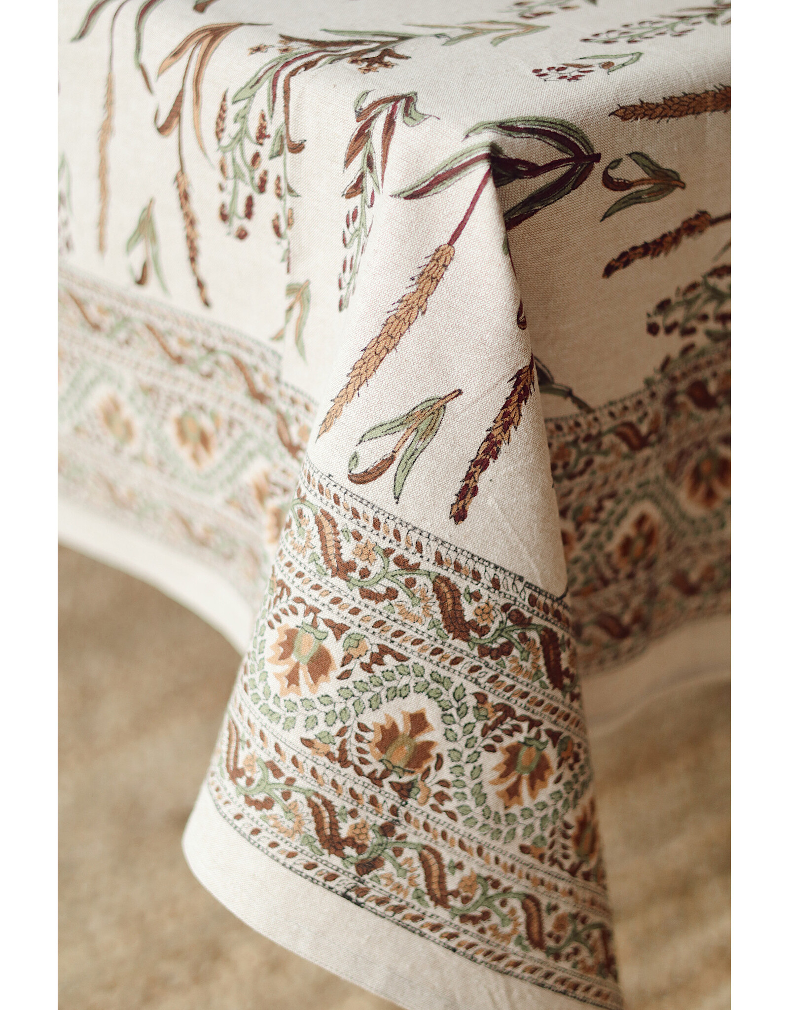 Harvest Block Print Tablecloth - 104"L